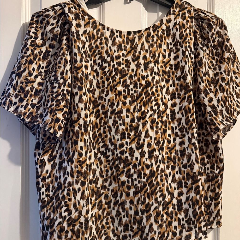 Banana Republic Animal Print Blouse - Brown and Black